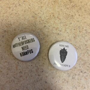 Krampus Themed Button Set - Black and White